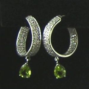 Laura Ramsey 14K White Gold 1 ctw Dia and 2.3 ctw Peridot Twisted Hoop Earrings